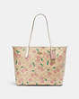 COACH®,CITY TOTE IN SIGNATURE CANVAS WITH HEART CHERRY PRINT,Fabric,X-Large,Gold/Light Khaki Multi,Front View