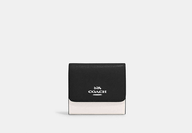 COACH®,SMALL TRIFOLD WALLET,Silver/Chalk Black Multi,Front View
