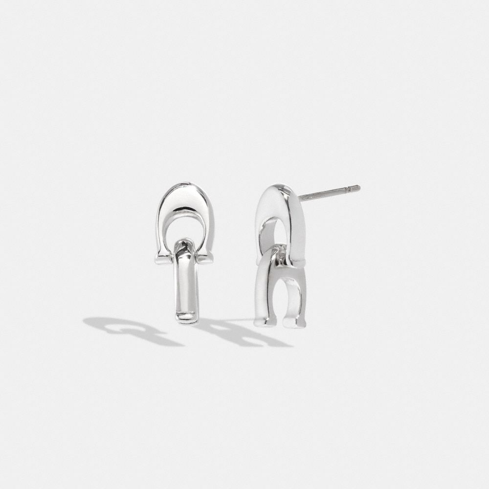 Signature Interlock Chain Stud Drop Earrings