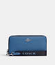 COACH®,LONG ZIP AROUND WALLET,Mini,Silver/Sky Blue Multi,Front View