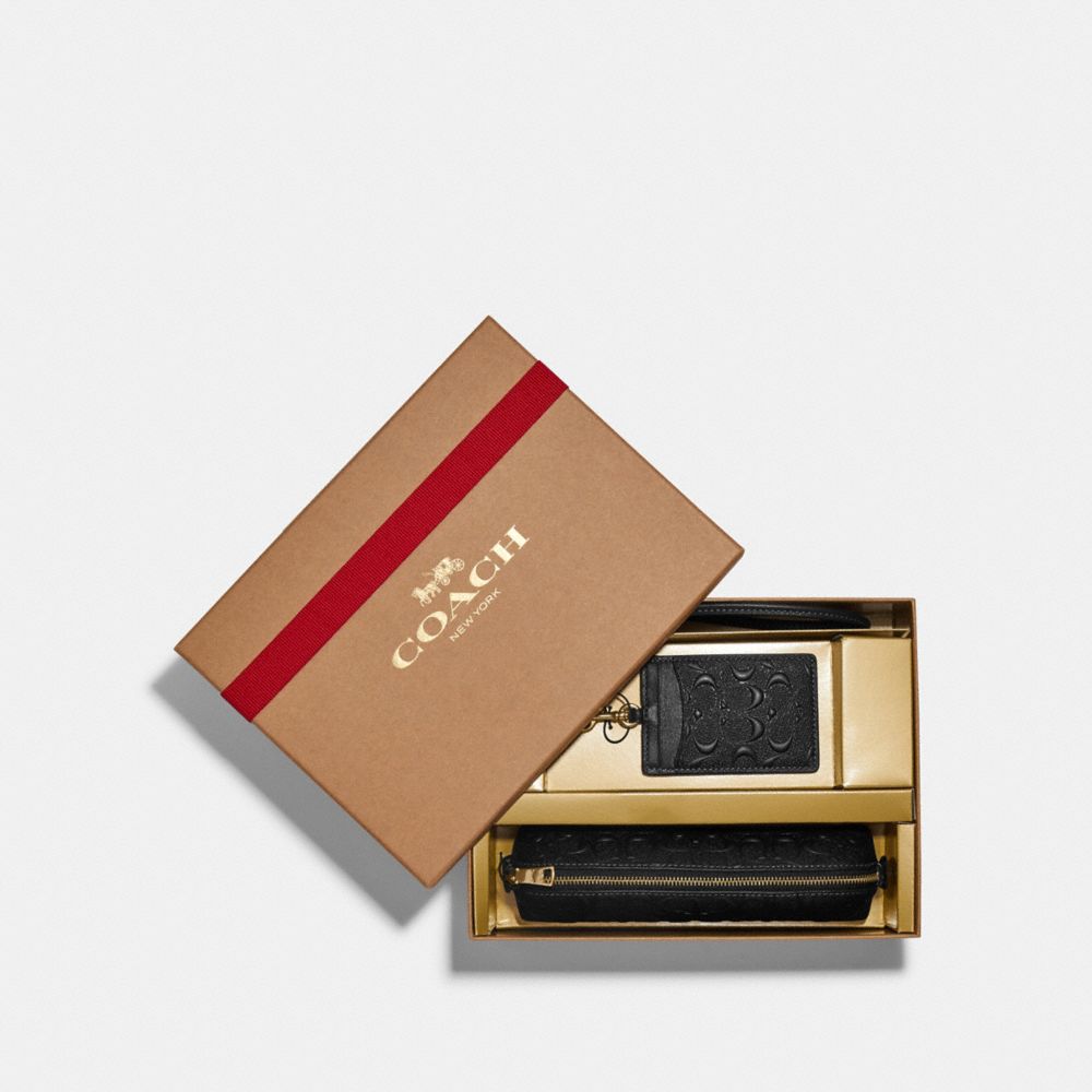 COACH® | Boxed Pencil Case And Id Lanyard Set In Signature