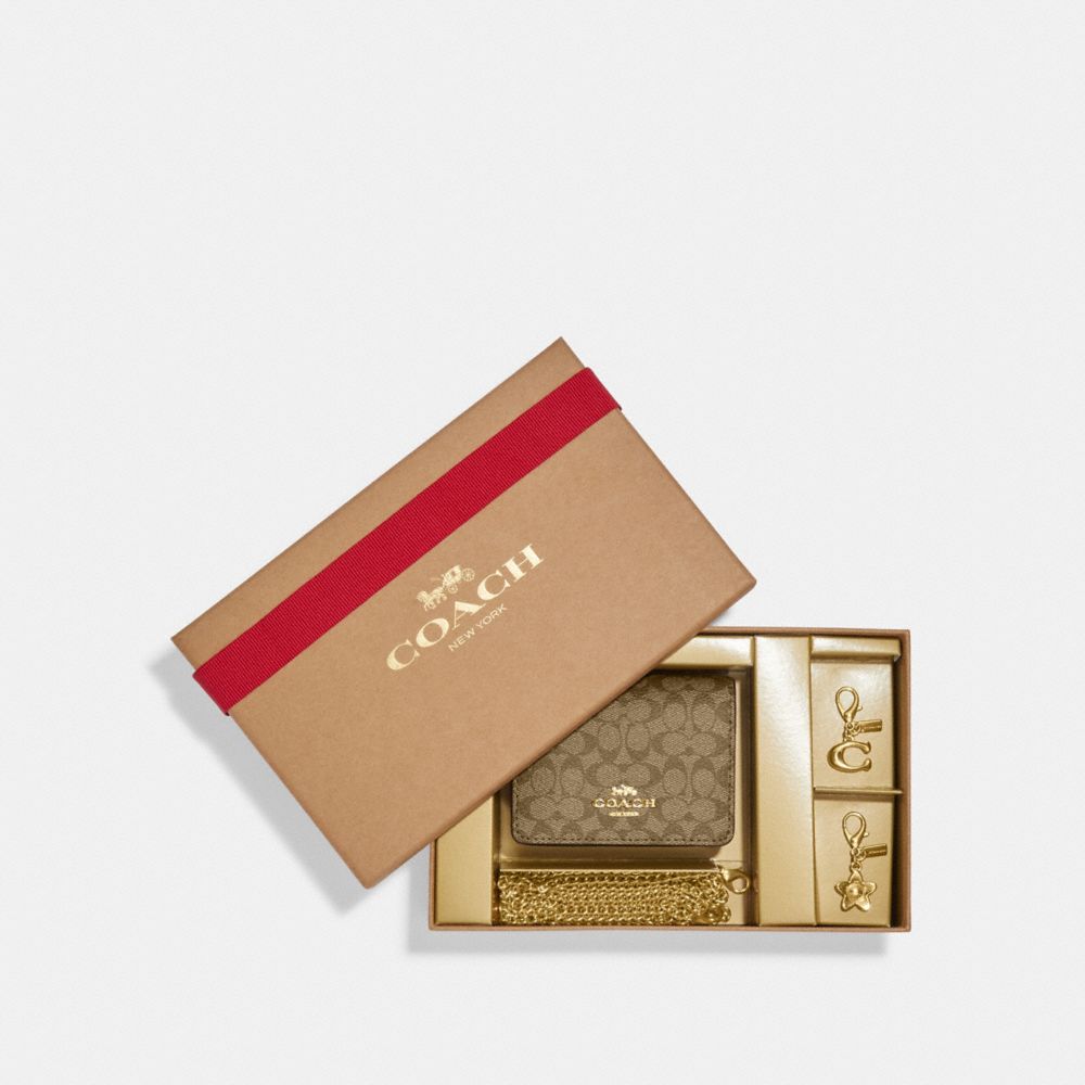 Coach Boxed Mini Wallet On A Chain In Signature Leather