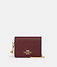 COACH®,BOXED MINI WALLET ON A CHAIN,Crossgrain Leather,Gold/Black Cherry,Front View