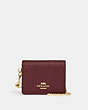 COACH®,BOXED MINI WALLET ON A CHAIN,Crossgrain Leather,Gold/Black Cherry,Front View