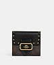 COACH®,SMALL MORGAN WALLET IN COLORBLOCK SIGNATURE CANVAS WITH RIVETS,Gold/Brown Black Multi,Front View