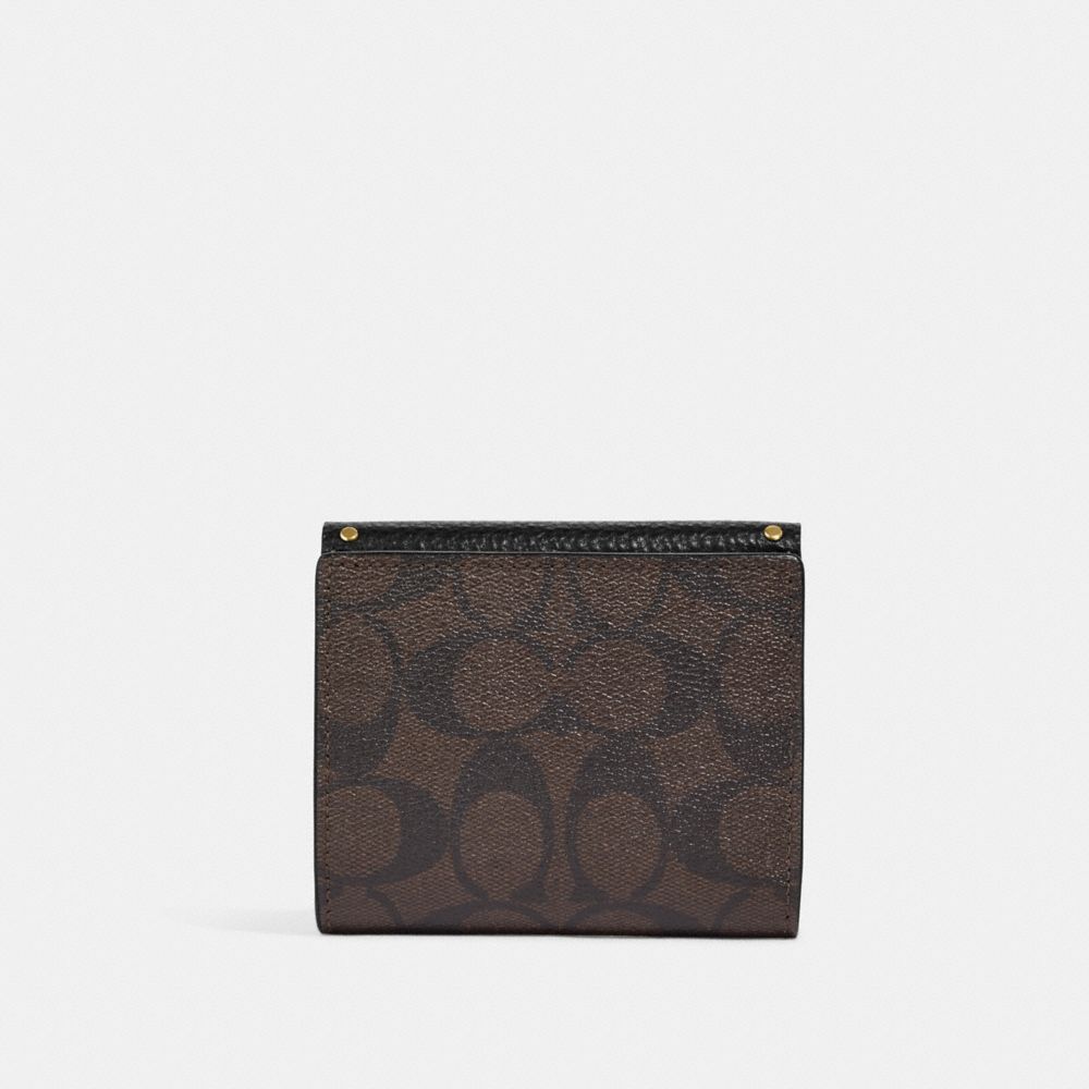 COACH®,PETIT PORTEFEUILLE MORGAN CLOUTÉ EN TOILE EXCLUSIVE COLOR BLOCK,Or/Brun Noir Multi,Back View