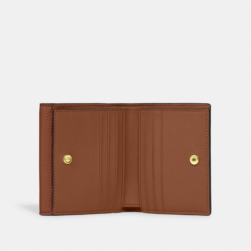 COACH®,Small Morgan Wallet In Colorblock Signature Canvas,Canvas,Leather,Bi Fold,Color Block,Metal,Logo,Gold Metal,Casual,Multi Color,Inside View,Top View