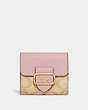COACH®,SMALL MORGAN WALLET IN COLORBLOCK SIGNATURE CANVAS,Coated Canvas,Im/Lt Khaki/Powder Pink,Front View