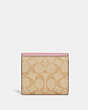 COACH®,SMALL MORGAN WALLET IN COLORBLOCK SIGNATURE CANVAS,Coated Canvas,Im/Lt Khaki/Powder Pink,Back View