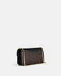 COACH®,MORGAN CROSSBODY IN COLORBLOCK SIGNATURE CANVAS WITH RIVETS,Signature Coated Canvas,Small,Gold/Brown Black Multi,Angle View