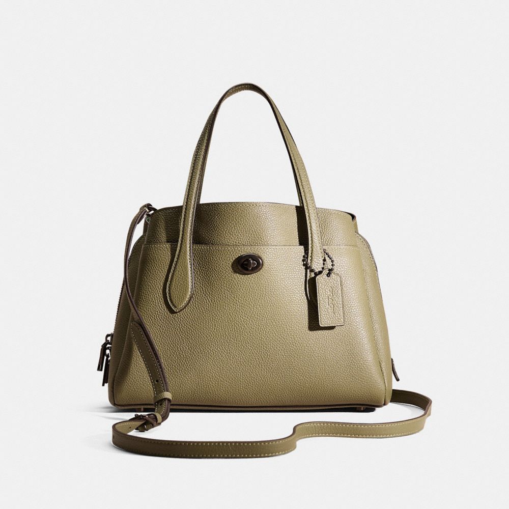 Coach Restored Lora Carryall 30 In Pewter/light Fern