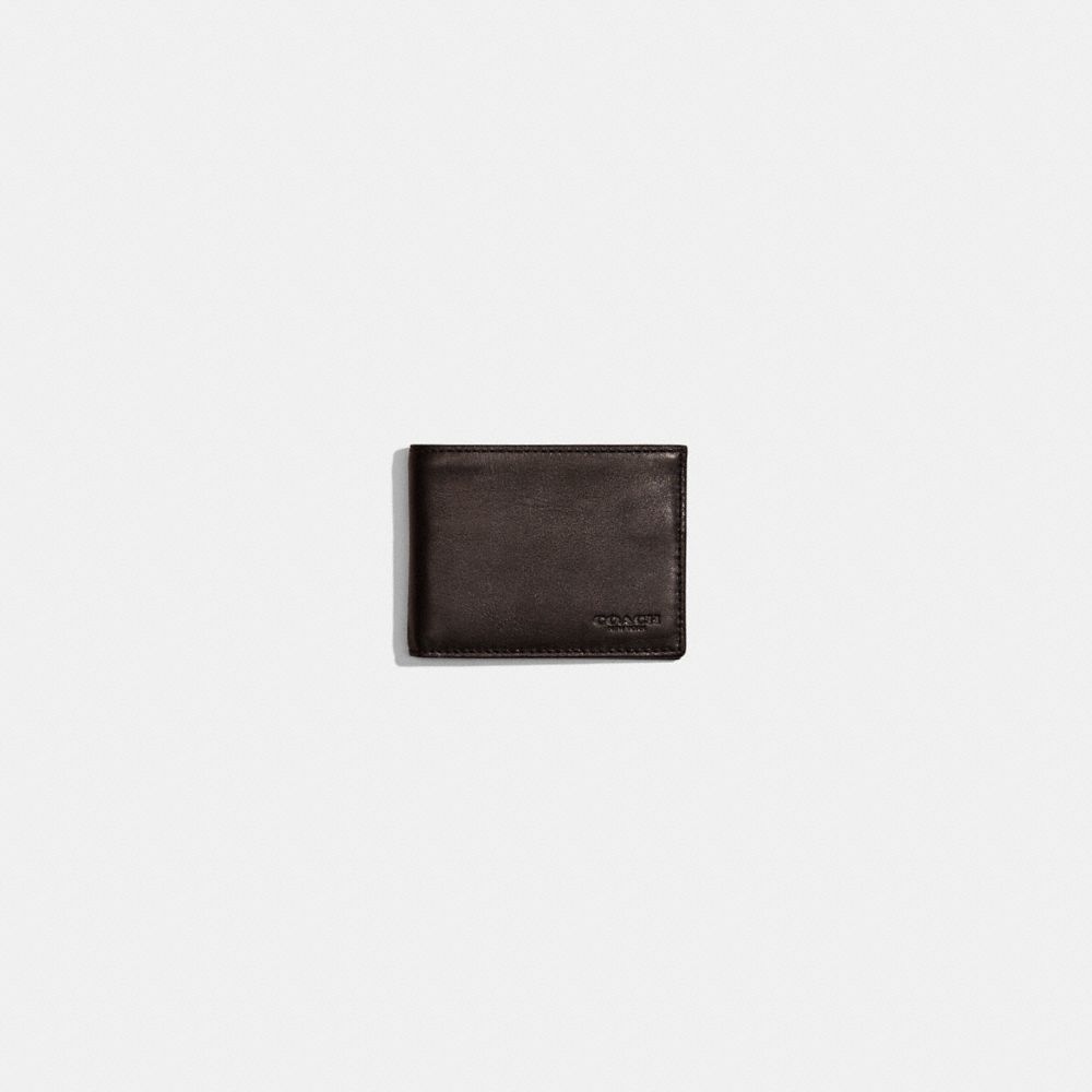 COACH®,Restored Slim Billfold Wallet,Leather,Bi Fold,Engraved Detail,Logo,Casual,,Front View
