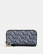 COACH®,LONG ZIP AROUND WALLET WITH COACH MONOGRAM PRINT,Gold/Navy,Front View