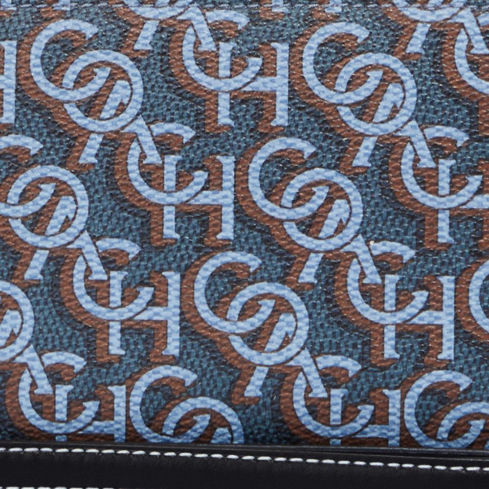 COACH®,PORTEFEUILLE LONG À ZIP-CONTOUR À IMPRIMÉ MONOGRAMME SIGNATURE,Doré/bleu marine,Detail View