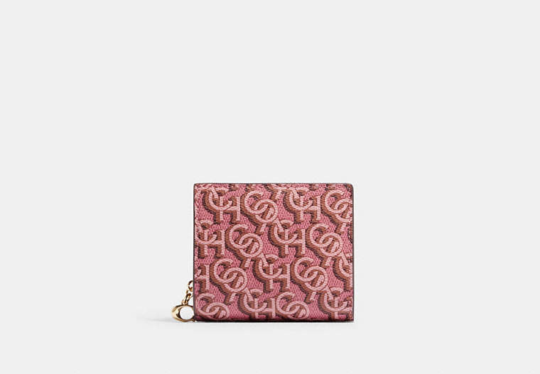 COACH®,SNAP WALLET WITH COACH MONOGRAM PRINT,Gold/Rouge,Front View