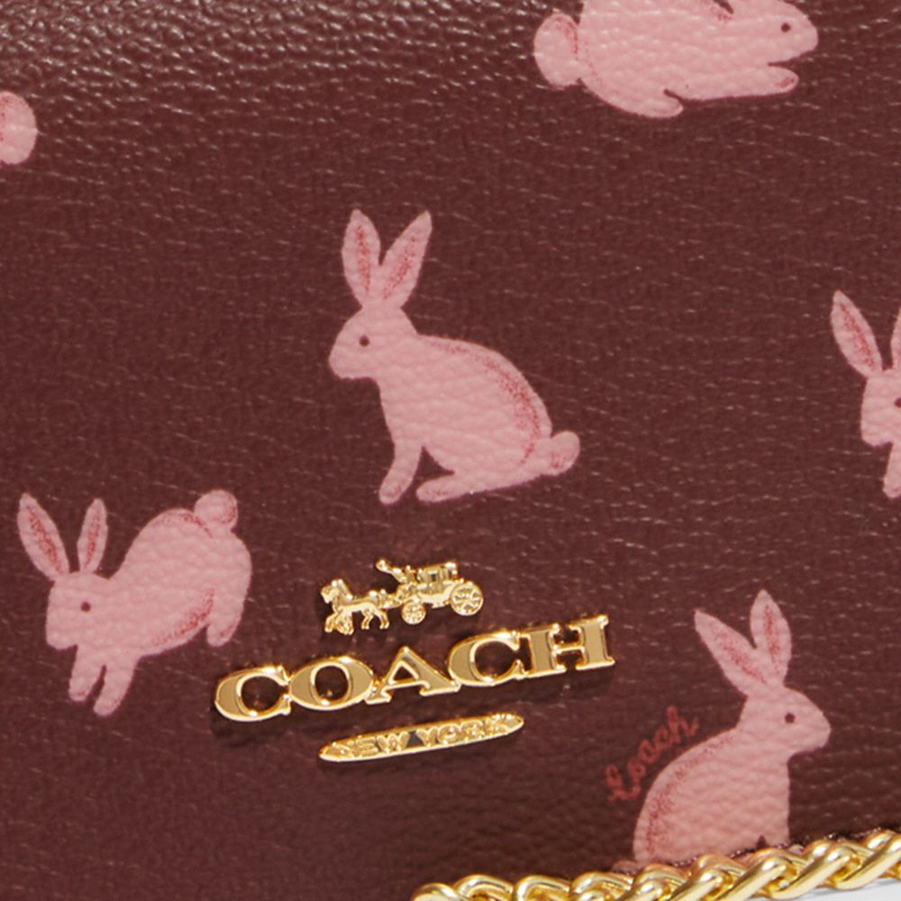 Lunar New Year Mini Wallet On A Chain With Rabbit Print