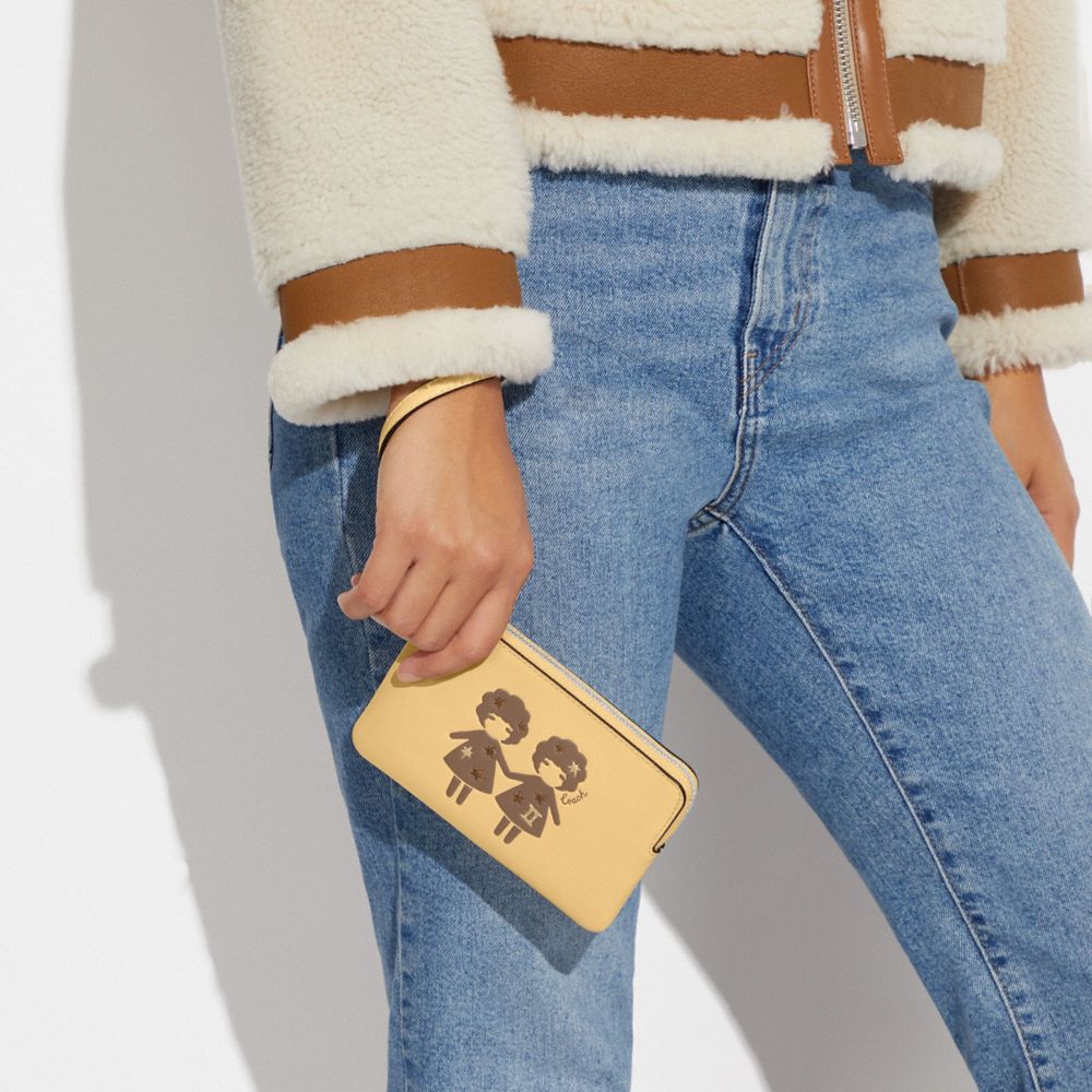 Corner Zip Wristlet With Gemini