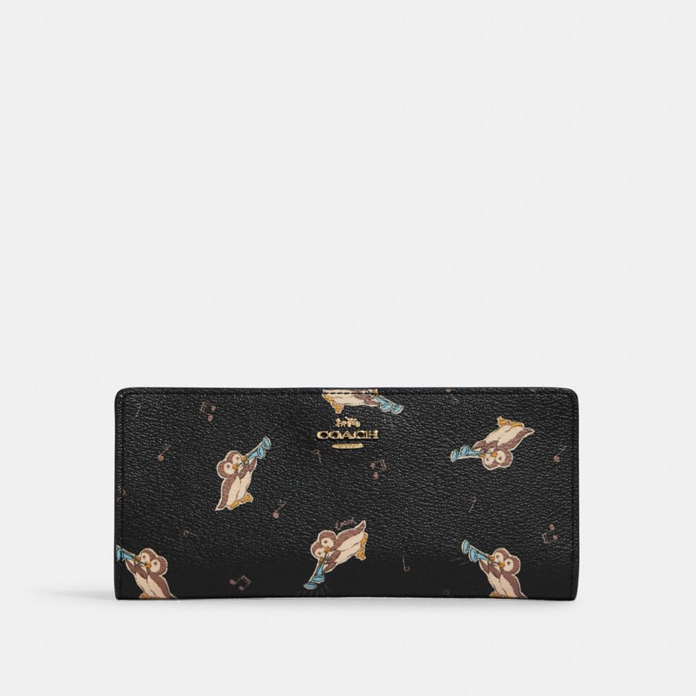 Slim Zip Wallet With Penguin Print