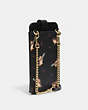 COACH®,PHONE CROSSBODY WITH PENGUIN PRINT,Printed Coated Canvas,Mini,Gold/Black Multi,Angle View