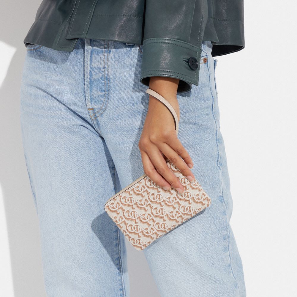 COACH®,Corner Zip Wristlet With Coach Monogram Print,,Detail View