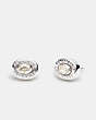 COACH®,CRYSTAL STUD EARRINGS,Plated Brass,Mini,Silver/Crystal,Front View