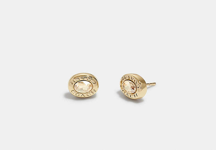 COACH®,CRYSTAL STUD EARRINGS,Plated Brass,Mini,Gold/Crystal,Front View