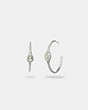 COACH®,CRYSTAL HOOP EARRINGS,Plated Brass,Mini,Silver/Crystal,Front View
