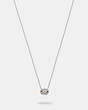 COACH®,CRYSTAL PENDANT NECKLACE,Plated Brass,Silver/Crystal,Front View