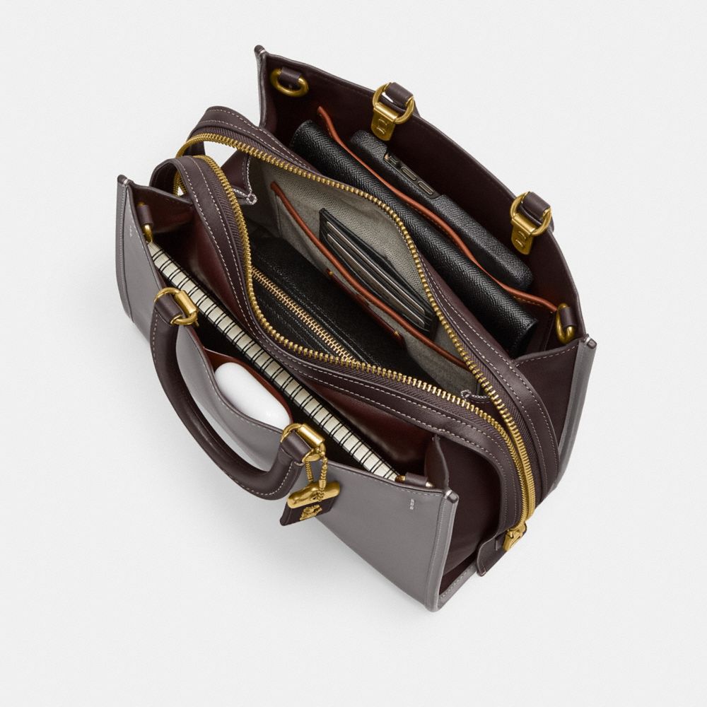 COACH®,ROGUE BAG IN COLORBLOCK,Glovetan Leather,Large,Brass/Wine Multi,Inside View, Top View