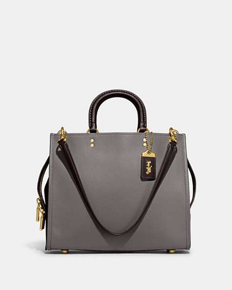COACH®,ROGUE BAG IN COLORBLOCK,Smooth Leather,Large,Brass/Heather Grey Multi,Front View