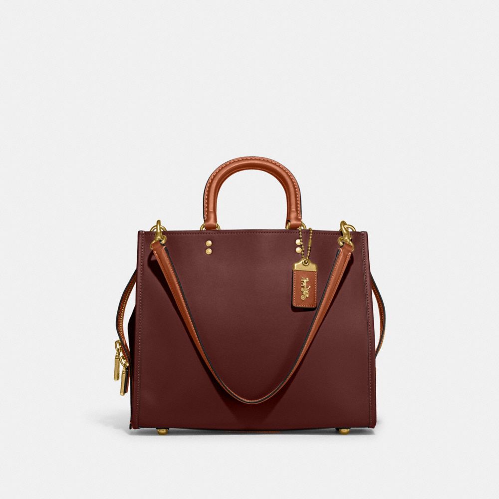 COACH®,ROGUE EN COLOR BLOCK,Cuir lisse,Laiton/Vin multi,Front View