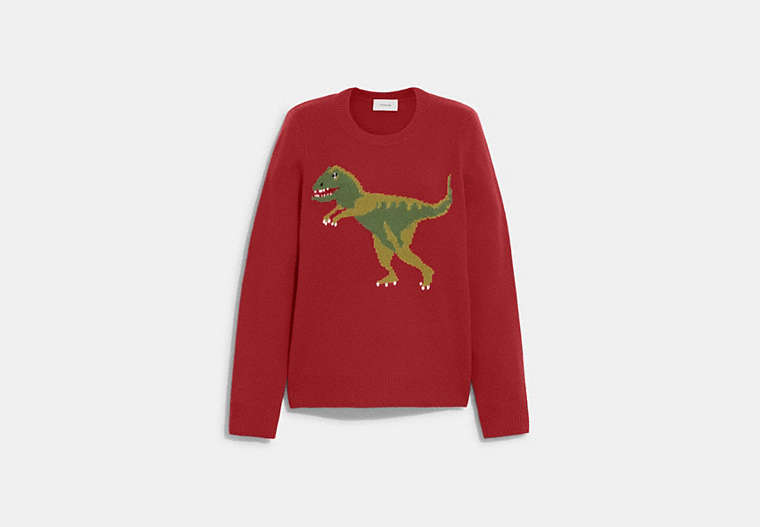 COACH®,REXY CREWNECK SWEATER,wool,Rexy,Red,Front View