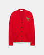 COACH®,REXY CARDIGAN,wool,Rexy,Red,Front View