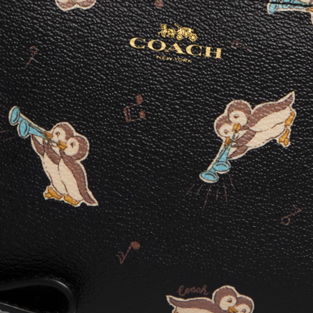 COACH®,Corner Zip Wristlet With Penguin Print,,Detail View
