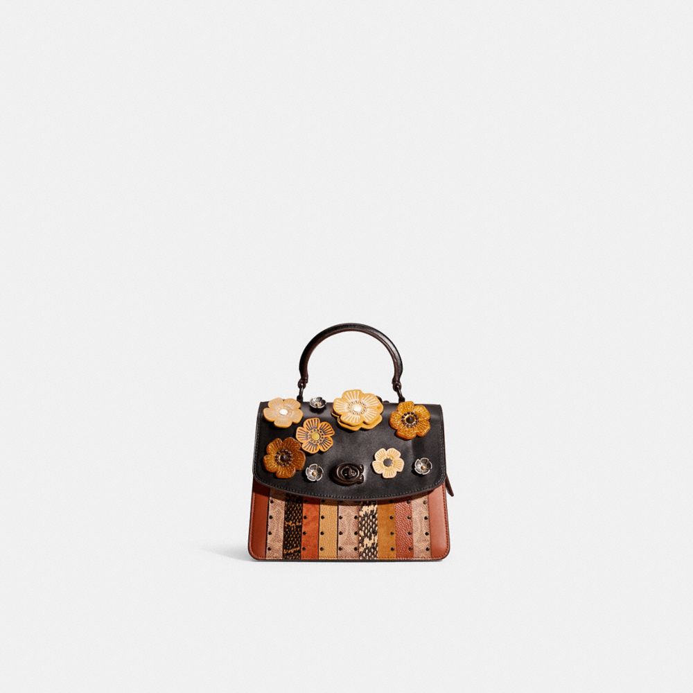 COACH Upcrafted Parker Top Handle With Signature Canvas Patchwork Stripes And Snakeskin Detail