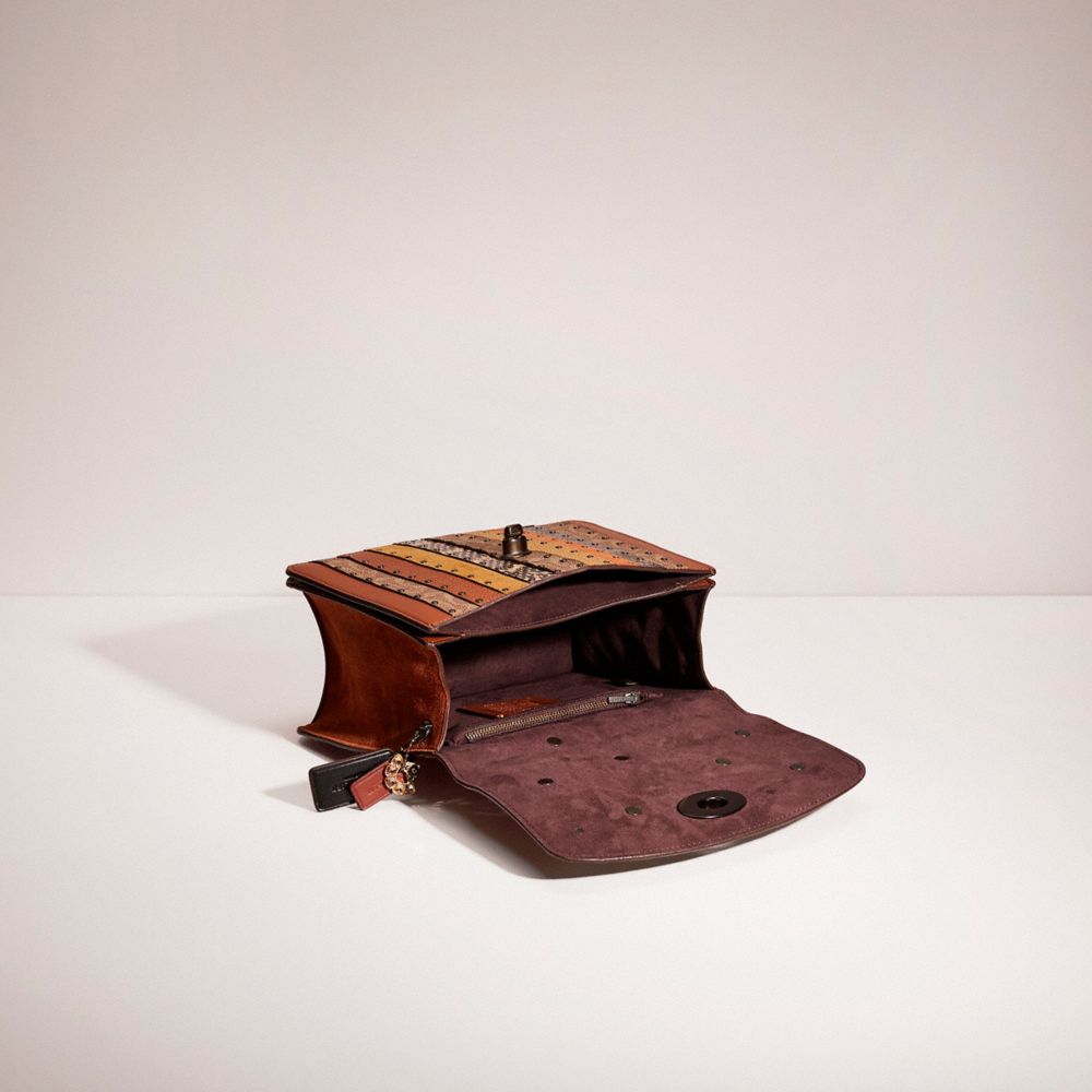 Upcrafted Parker Top Handle With Signature Canvas Patchwork Stripes And Snakeskin Detail