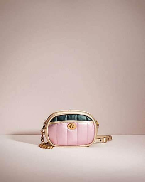 COACH®,RESTORED SMALL CAMERA BAG WITH COLORBLOCK QUILTING,Leather,Mini,Brass/Metallic Pink Multi,Front View