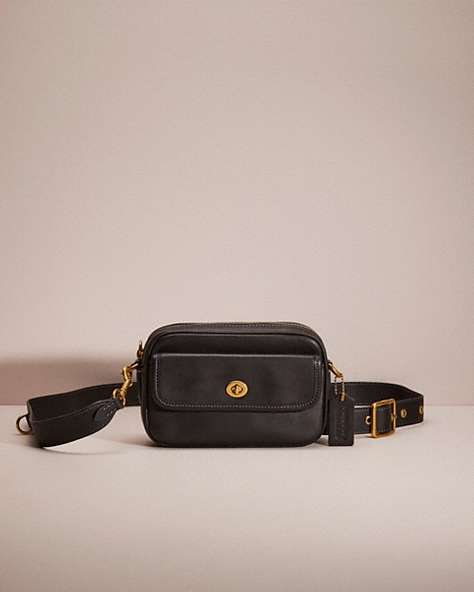 COACH®,RESTORED CONVERTIBLE WAIST PACK,Glovetanned Leather,Large,Brass/Black,Front View