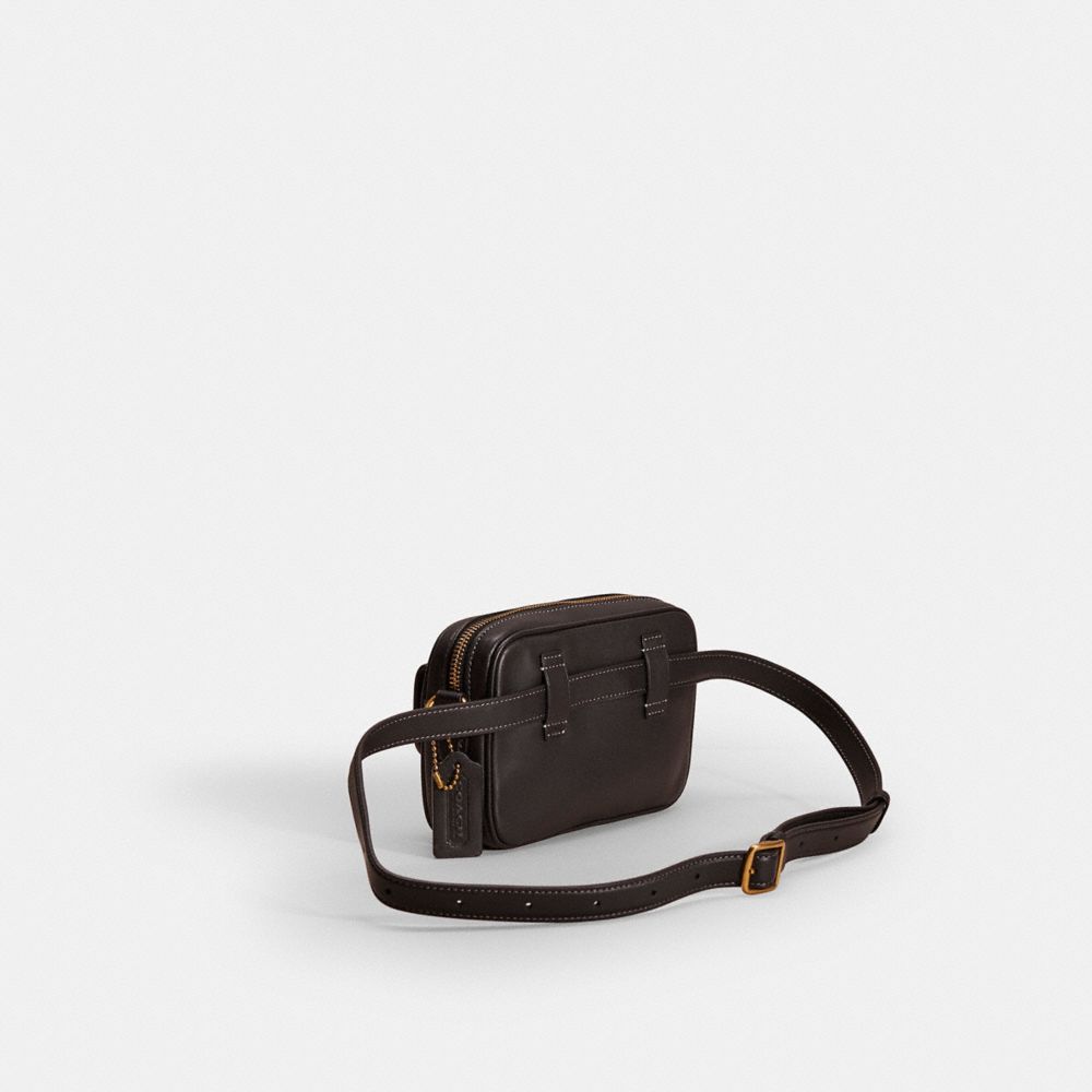 COACH®,Restored Convertible Waist Pack,Leather,Belt Bag,Stitching,Casual,Black,Angle View