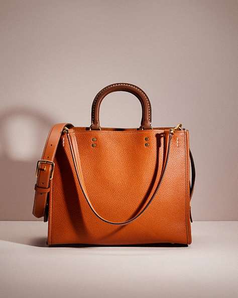 COACH®,RESTORED ROGUE IN COLORBLOCK,Pebble Leather,Large,Brass/Burnished Amber Multi,Front View