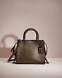 COACH®,RESTORED ROGUE 25 WITH RIVETS,Natural Pebble Leather,Small,Pewter/Dark Olive,Front View