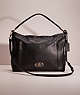 COACH®,RESTORED SCOUT HOBO,Polished Pebble Leather,Medium,Light Gold/Black,Front View