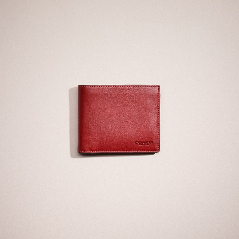 COACH®,Restored 3 In 1 Wallet,Bi Fold,Engraved Detail,Logo,Casual,Maroon,Front View