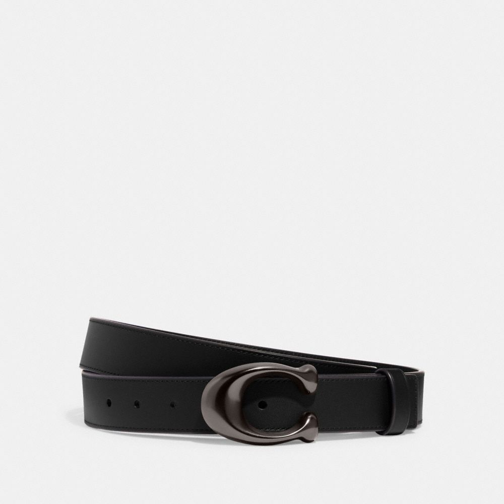 Leather belt Coach Black size L International in Leather - 32105452