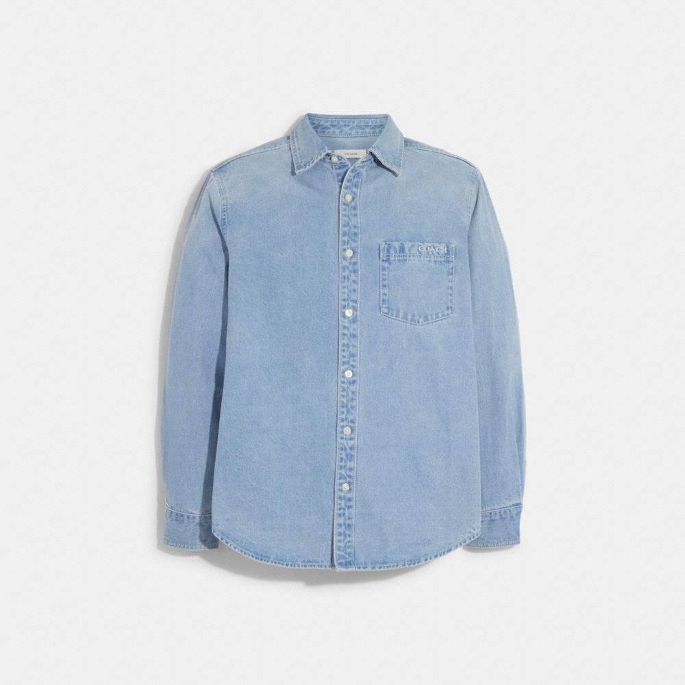 COACH®,NOVELTY DENIM SHIRT,Light Wash,Front View