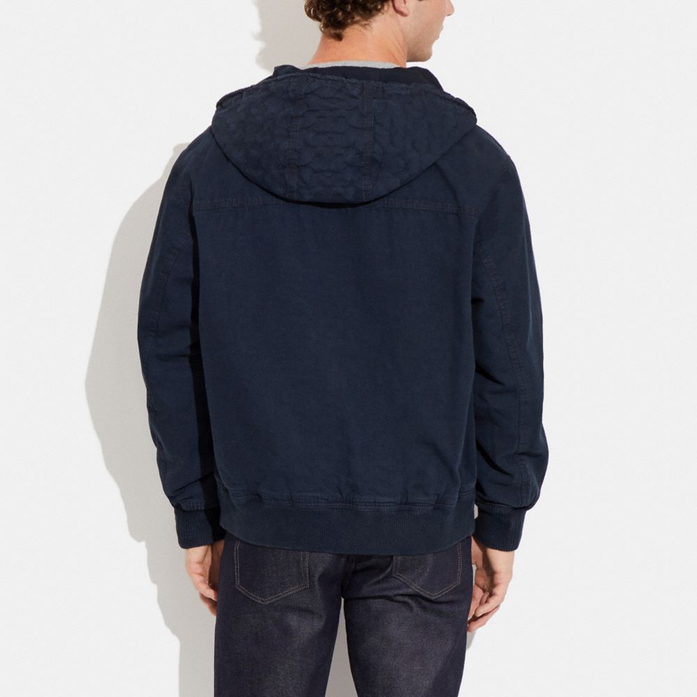 COACH®,HOODED ZIP UP JACKET,Navy,Scale View