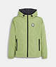 COACH®,REVERSIBLE FULL ZIP WINDBREAKER,Muted Green/Charcoal Signature,Front View