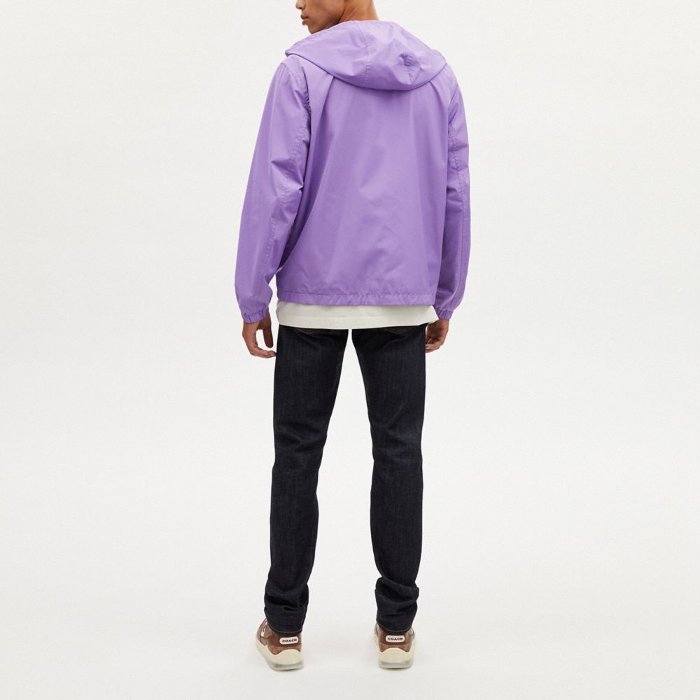 COACH®,Reversible Full Zip Windbreaker,Polyester,Raincoat,Windbreaker,Zipper,Drawstring,Reversible,Ripstop,Casual,Multi Color,Scale View