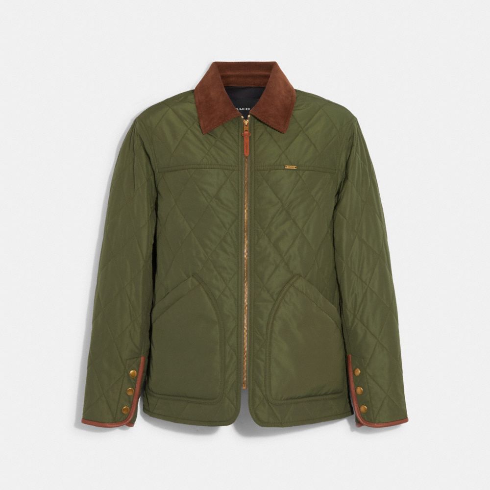 COACH®,QUILTED JACKET,Utility Green,Front View