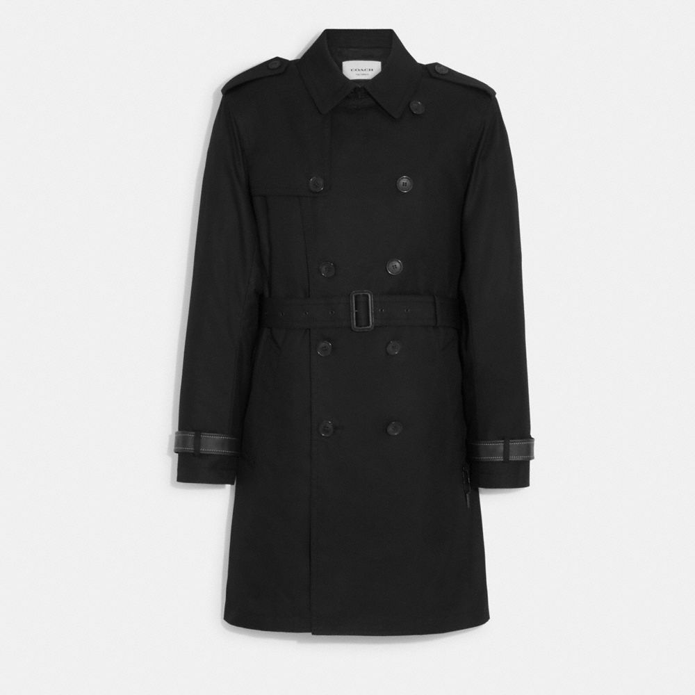 COACH®,TRENCH COAT,Black,Front View